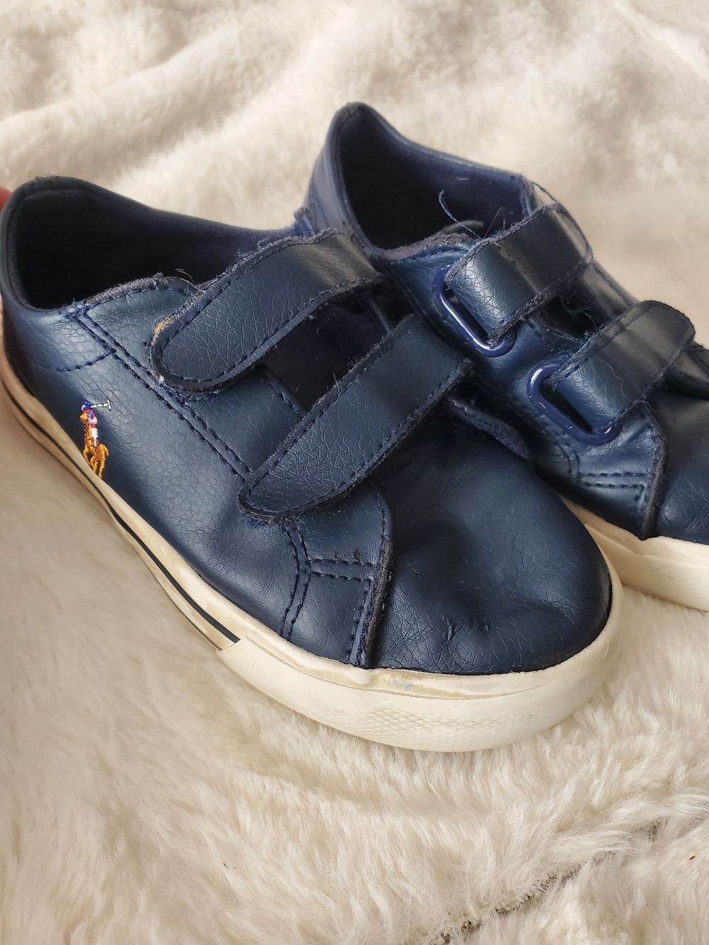 Ralph Lauren Navy Velcro Kids Sneakers with Polo Pony 9